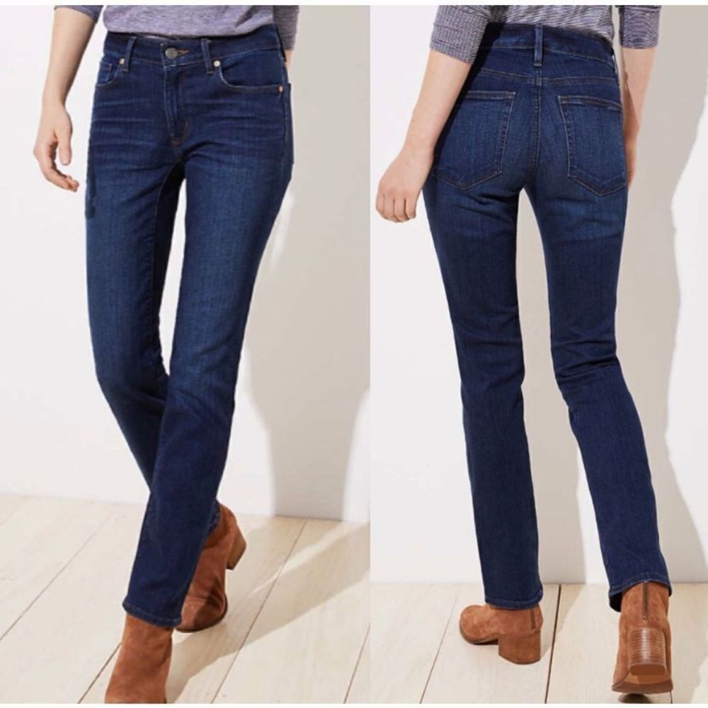 Loft Curvy Straight Jeans Dark Wash Size 0/25